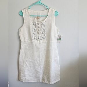 Michael Kors White Linen Blend Embellished Sleeveless Shift Dress NWT